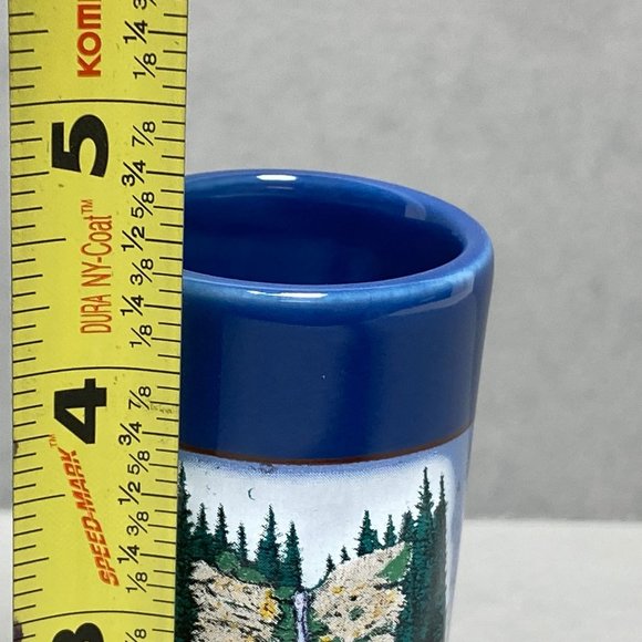 Multnomah Falls Oregon 3D Tall Shot Glass Cobalt Blue Shooter Souvenir - Picture 9 of 9